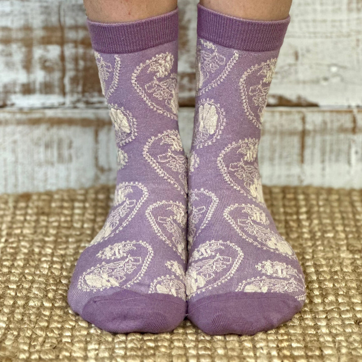 Purple Lovers 3-Pack Ankle Sock Bundle + Handmade Wish Bracelet | Novelty Socks by Catherine Cole