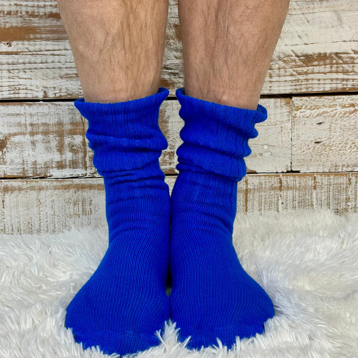 RETRO Cotton Crew Socks - Royal blue
