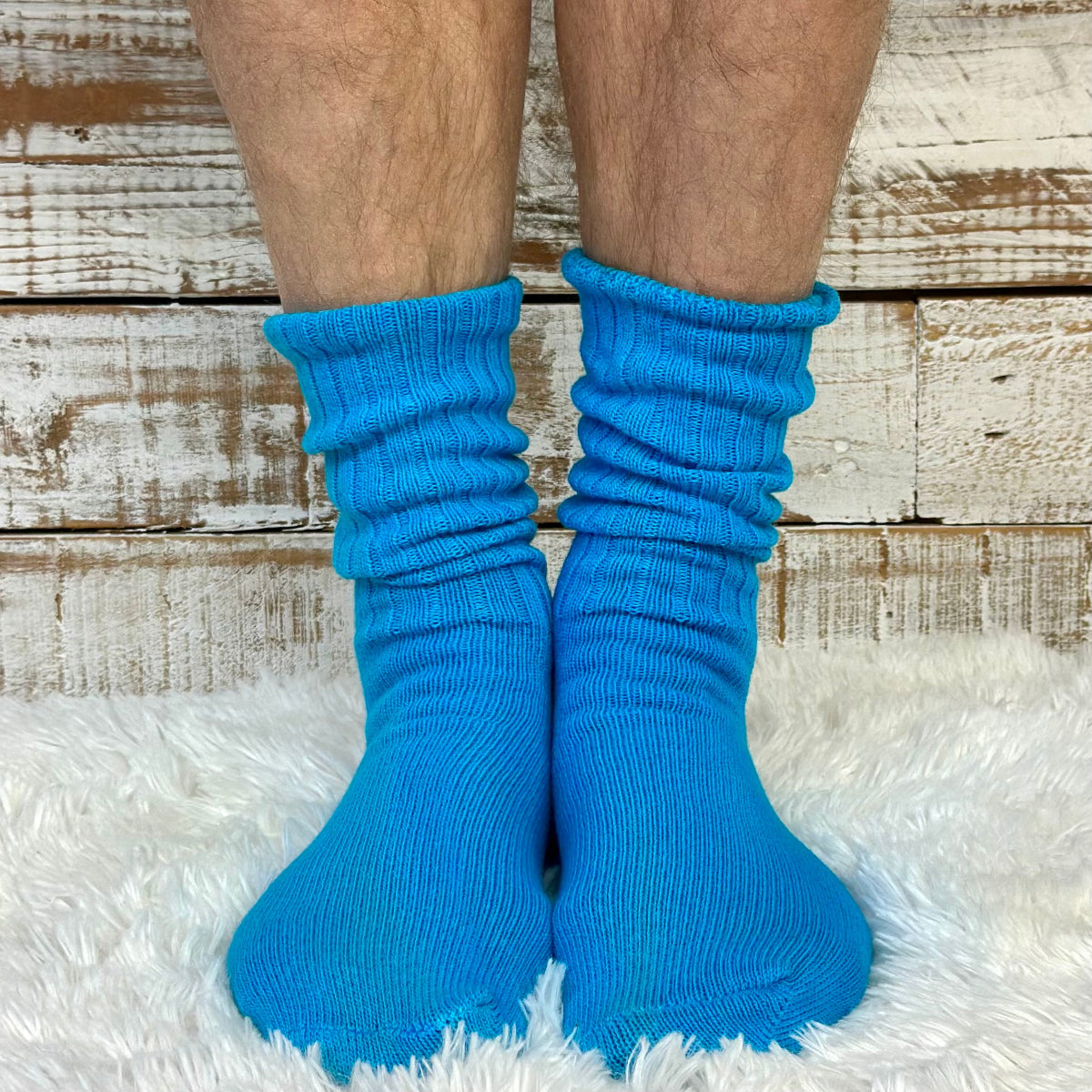RETRO Cotton Crew Socks -turquoise