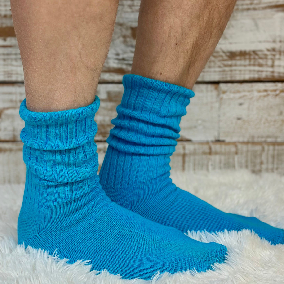 RETRO Cotton Crew Socks -turquoise