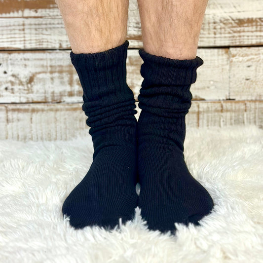 RETRO Cotton Crew Socks 10-12 - Black