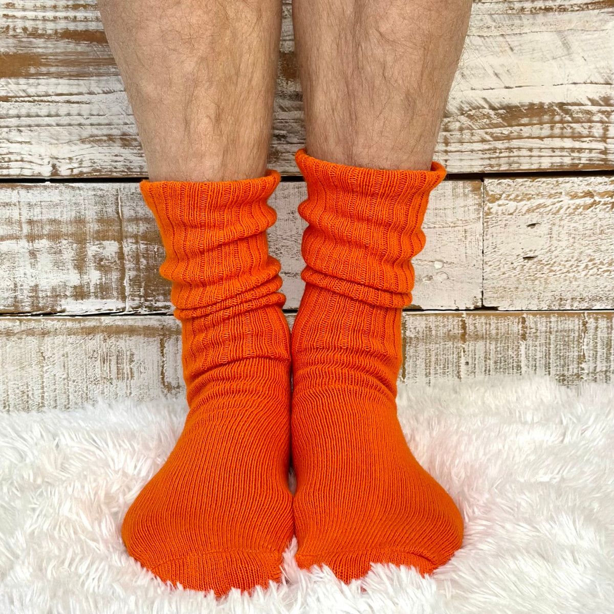 RETRO Cotton Crew Socks 10-12 - Orange