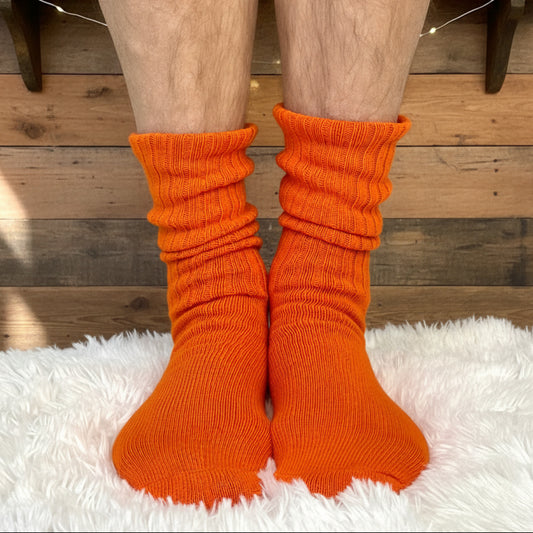RETRO Cotton Crew Socks 10-12 - Orange