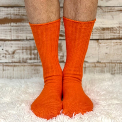 RETRO Cotton Crew Socks 10-12 - Orange