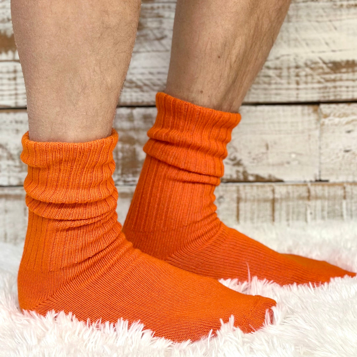 RETRO Cotton Crew Socks 10-12 - Orange