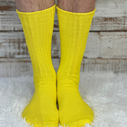RETRO Cotton Crew Socks  10-12 - Yellow