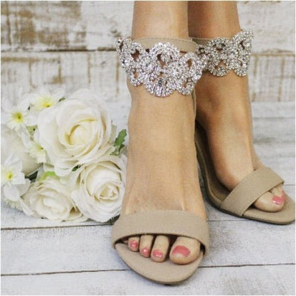 RHINESTONE Bridal Ankle Bracelets - Handcrafted Silver Wedding Jewelry