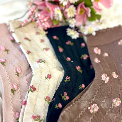 Rosebud Floral Socks 4-Pack Bundle + Wish Bracelet | Women's Ankle Socks Gift Set