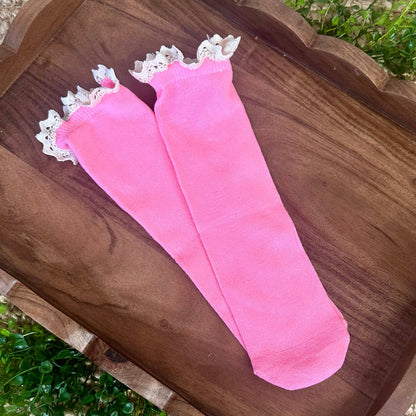 SWEET Lace Top Tube Socks -  Catherine  Cole pink