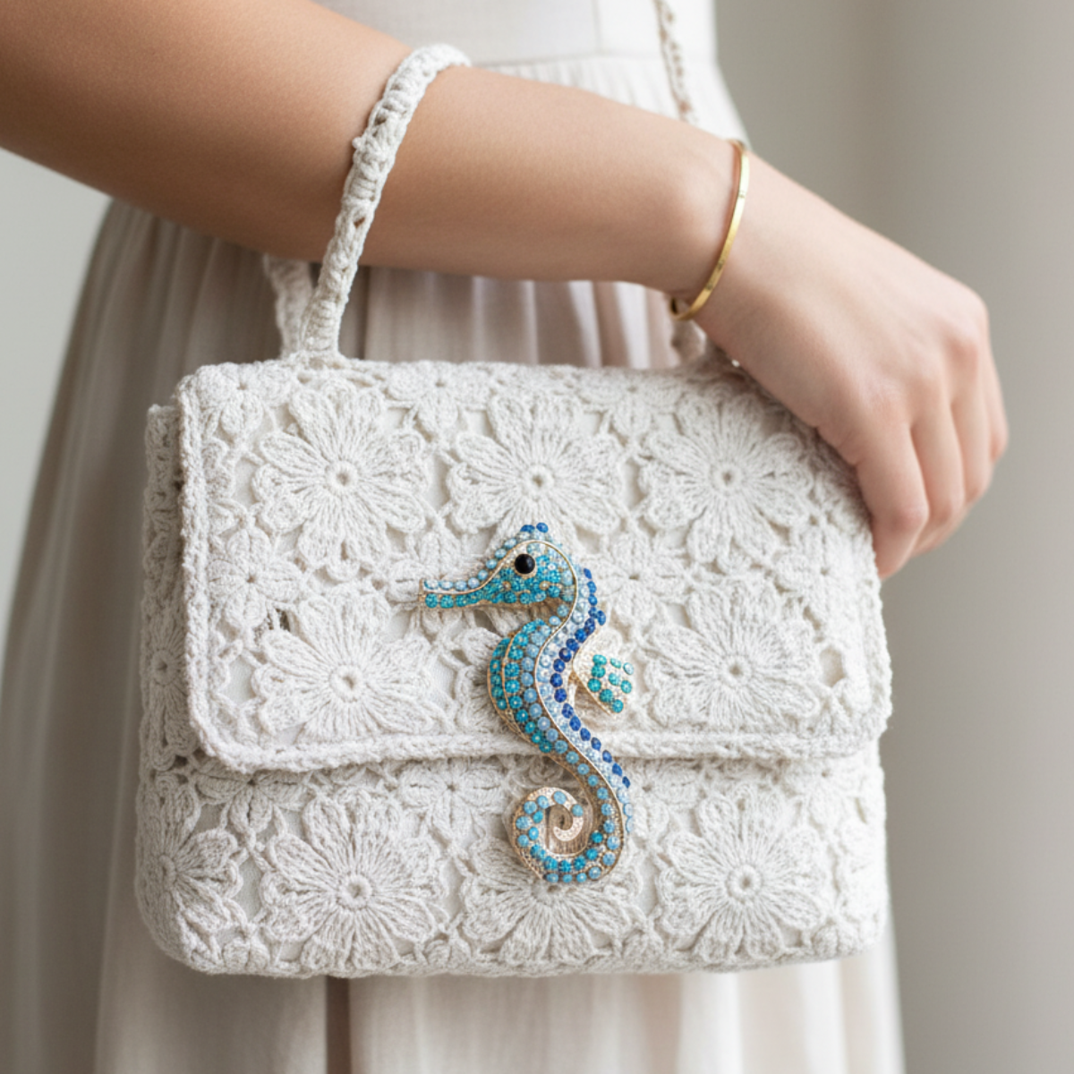 Seahorse Crystal Brooch Pin 3" | Ocean Blue Rhinestone