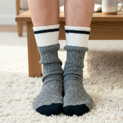 marled striped ankle socks for men 0-14
 made in usa