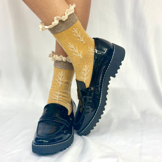 TWIGS  lace topped socks - mustard
