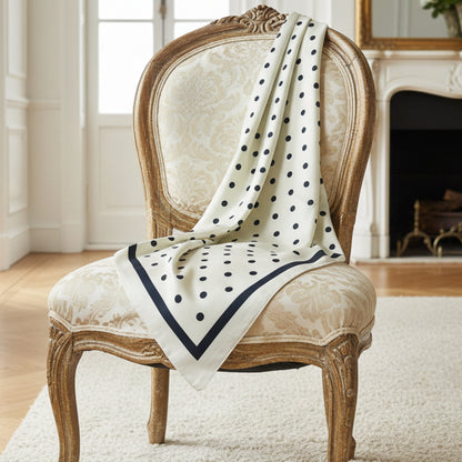 The Audrey | Polka Dot Silk-Look Square Scarf 35"