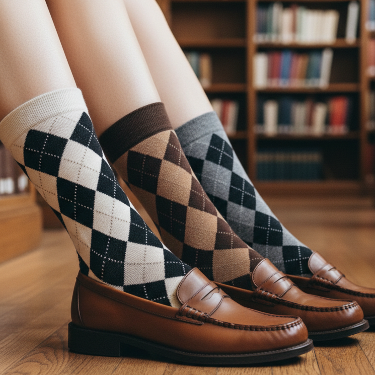 The Bookworm Bundle — 3 Pairs Argyle Socks + Eyeglass Wish Bracelet | Preppy Gift Set