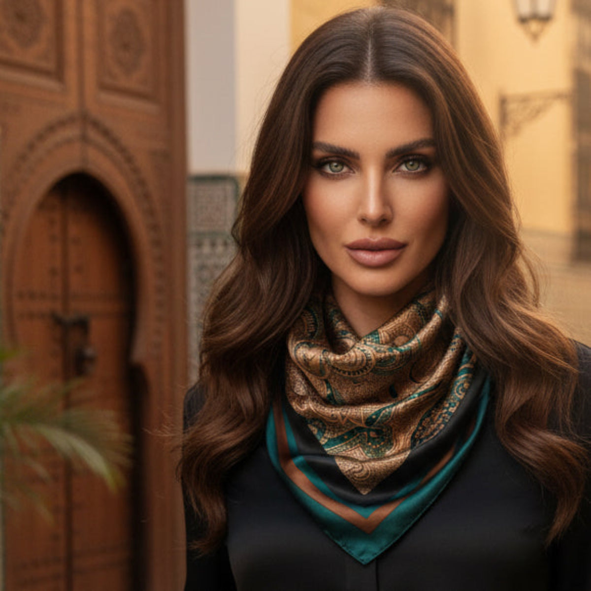 The Marrakech | Paisley Silk-Look Square Scarf 35"