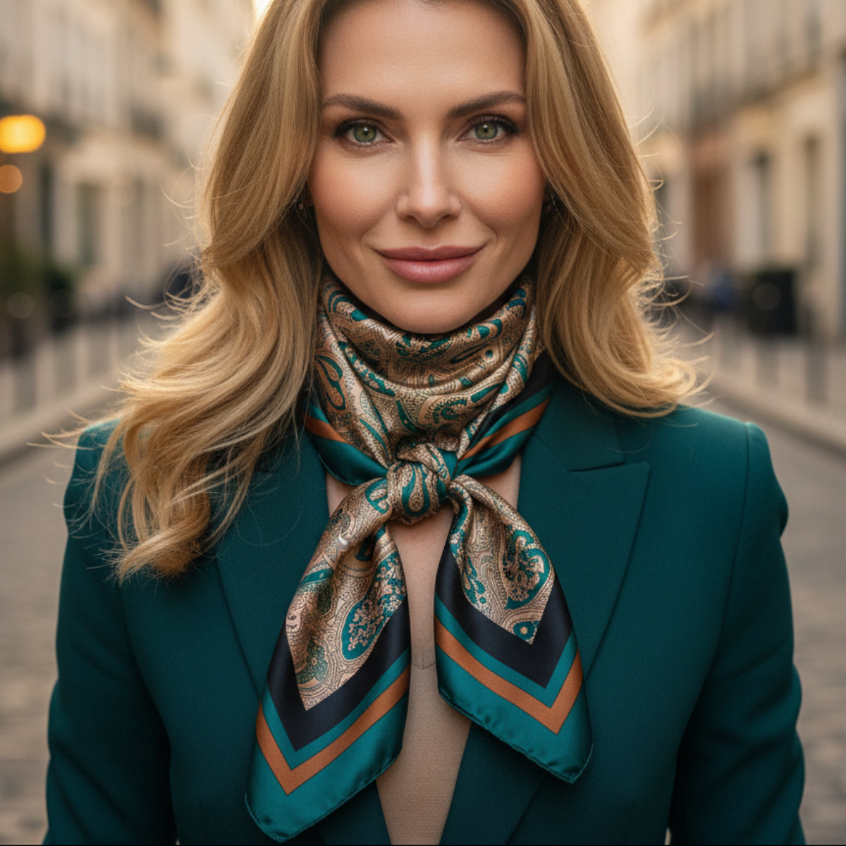 The Marrakech | Paisley Silk-Look Square Scarf 35"