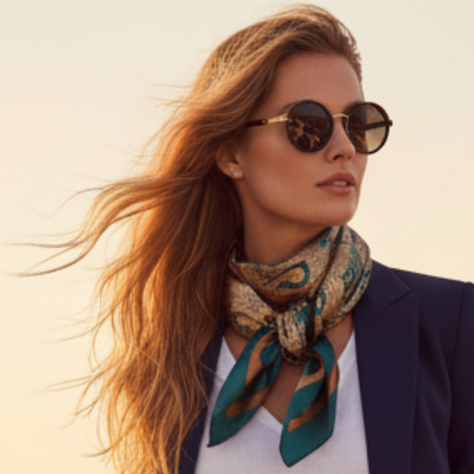 The Marrakech | Paisley Silk-Look Square Scarf 35" 