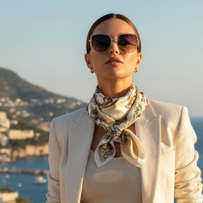 The Monaco | Baroque Silk-Look Square Scarf 35"
