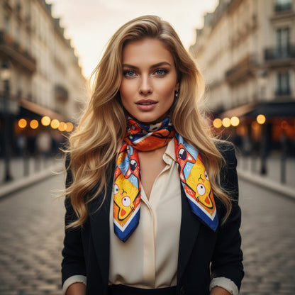 The Parisian Cat | Silk-Look Square Scarf 25"