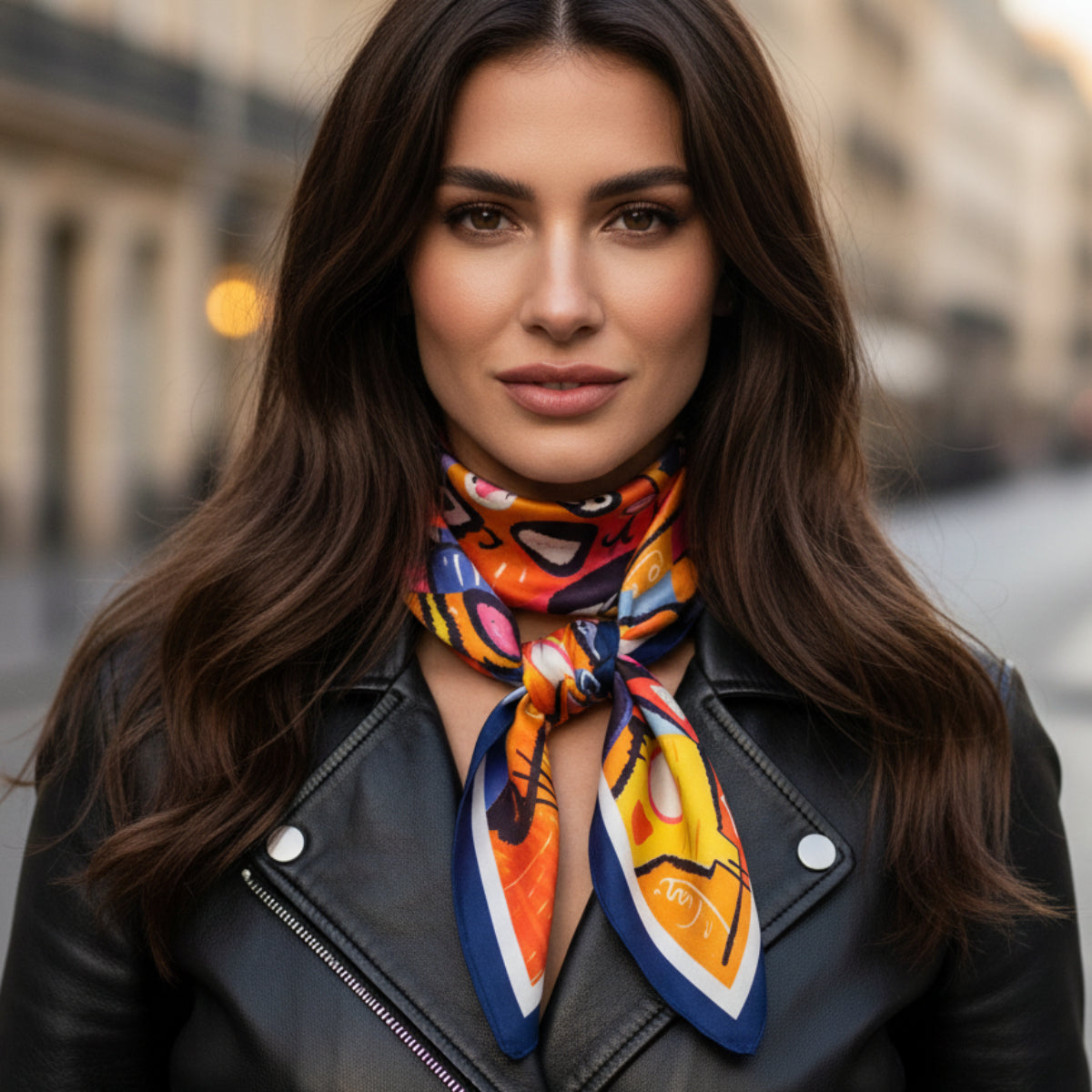 The Parisian Cat | Silk-Look Square Scarf 25"