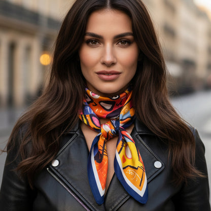 The Parisian Cat | Silk-Look Square Scarf 25"