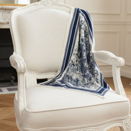 The Vienna | Toile Silk-Look Square Scarf 25"