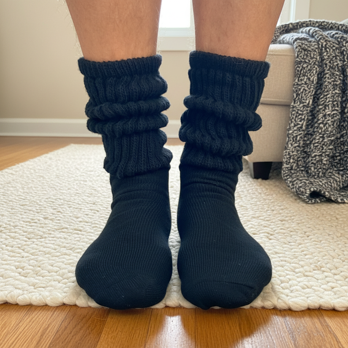 charcoal grey cre thick cotton slouch socks larger size 10-14-