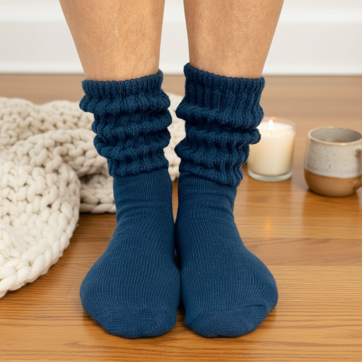 navy blue cotton xl ultimate crew slouch socks made in usa