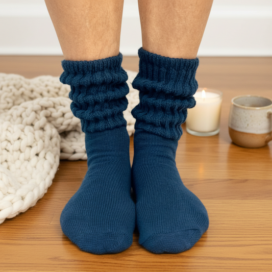 navy blue cotton xl ultimate crew slouch socks made in usa