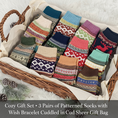 The Aesthetic Cozy Sock Gift Set (3-Pack Bundle + Wish Bracelet)