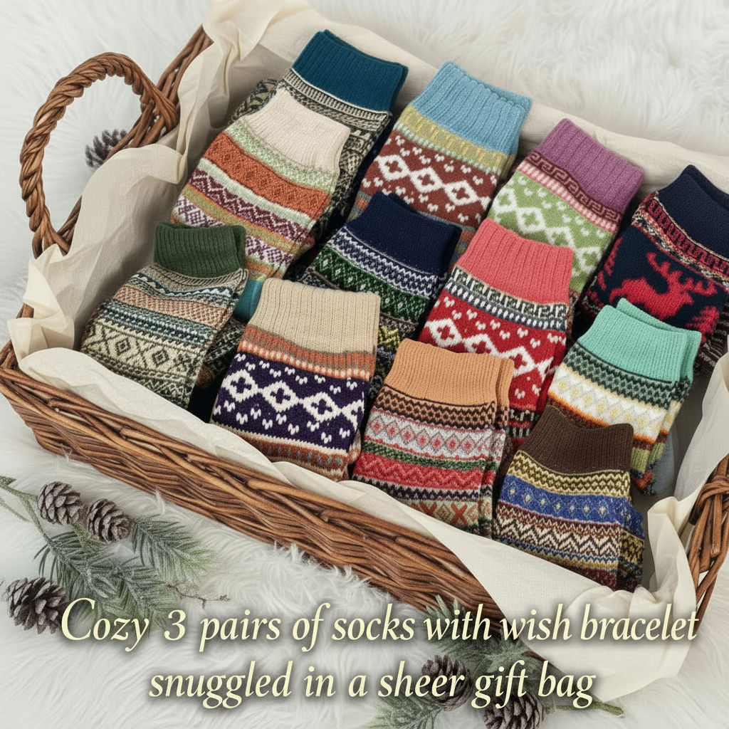 The Aesthetic Cozy Sock Gift Set (3-Pack Bundle + Wish Bracelet)