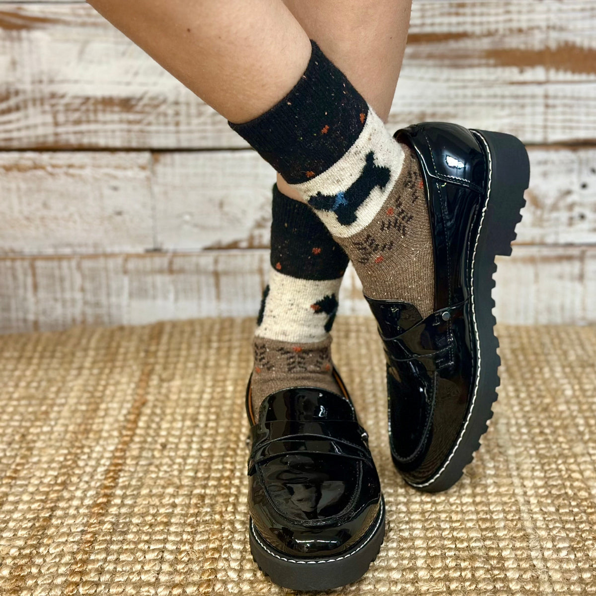 WOOF 3-Pack Dog Novelty Socks + Paw Wish Bracelet | Women's 6-9