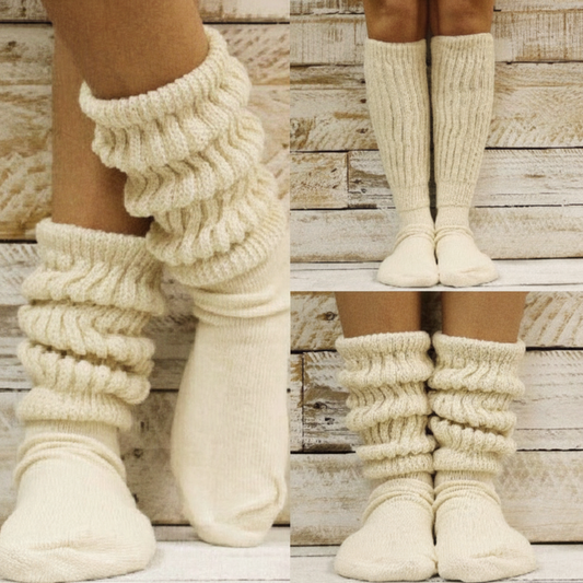 3 pairs of f beige cotton thick slouch socks for adults quality hosiery made in usa