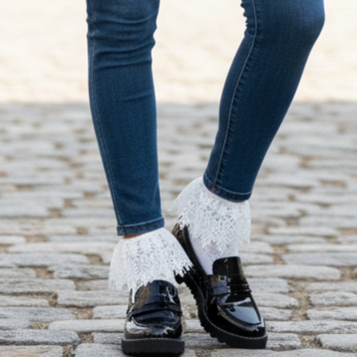 coquette  lace socks for loafer  ankle boots by Catherine cole
