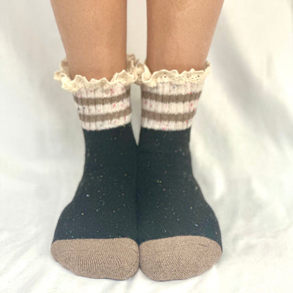 WINTER  striped walking socks - black