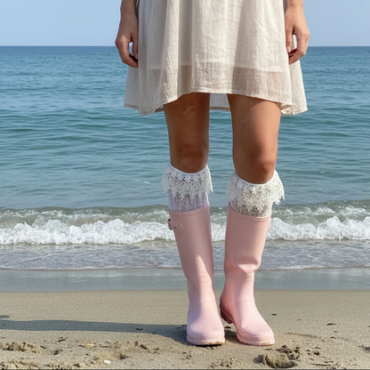 get the Love and lemons rain boot lace ruffle dup
