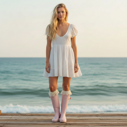 how to dupe the Love and Lemons ruffle trim rain boots by Catherine Cole
