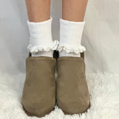 Lace cuff socks white women, Heart lace trim socks, Valentine  gift socks. Catherine Cole signature style socks