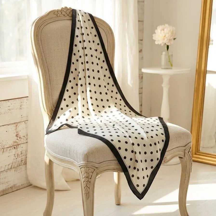 25" Classic Polka Dot Silk-Look Square Scarf