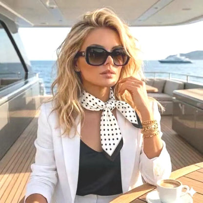 25" Classic Polka Dot Silk-Look Square Scarf