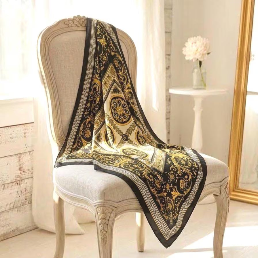 25" Aphrodite Grecian Key Silk Feel Square Scarf