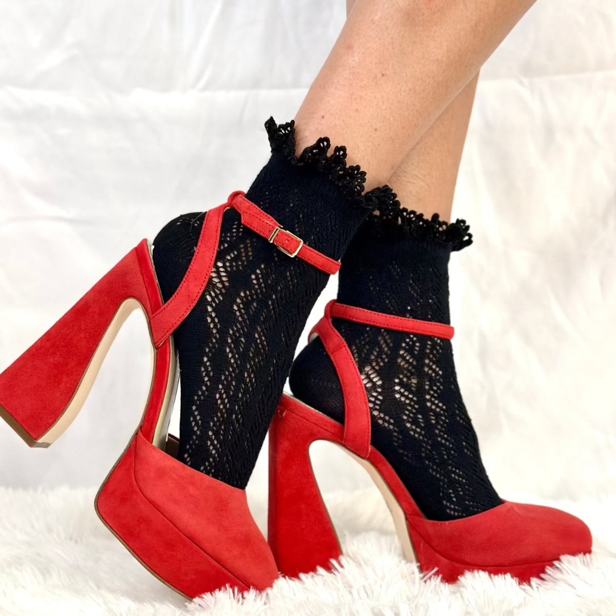 LACY crochet lace ankle socks -black, catherine cole atelier, cute socks women lolita sexy fashion