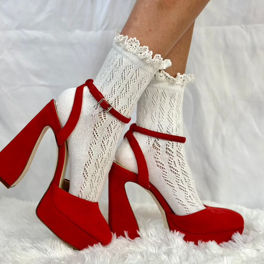 Lace crochet ankle socks, Lace socks women's