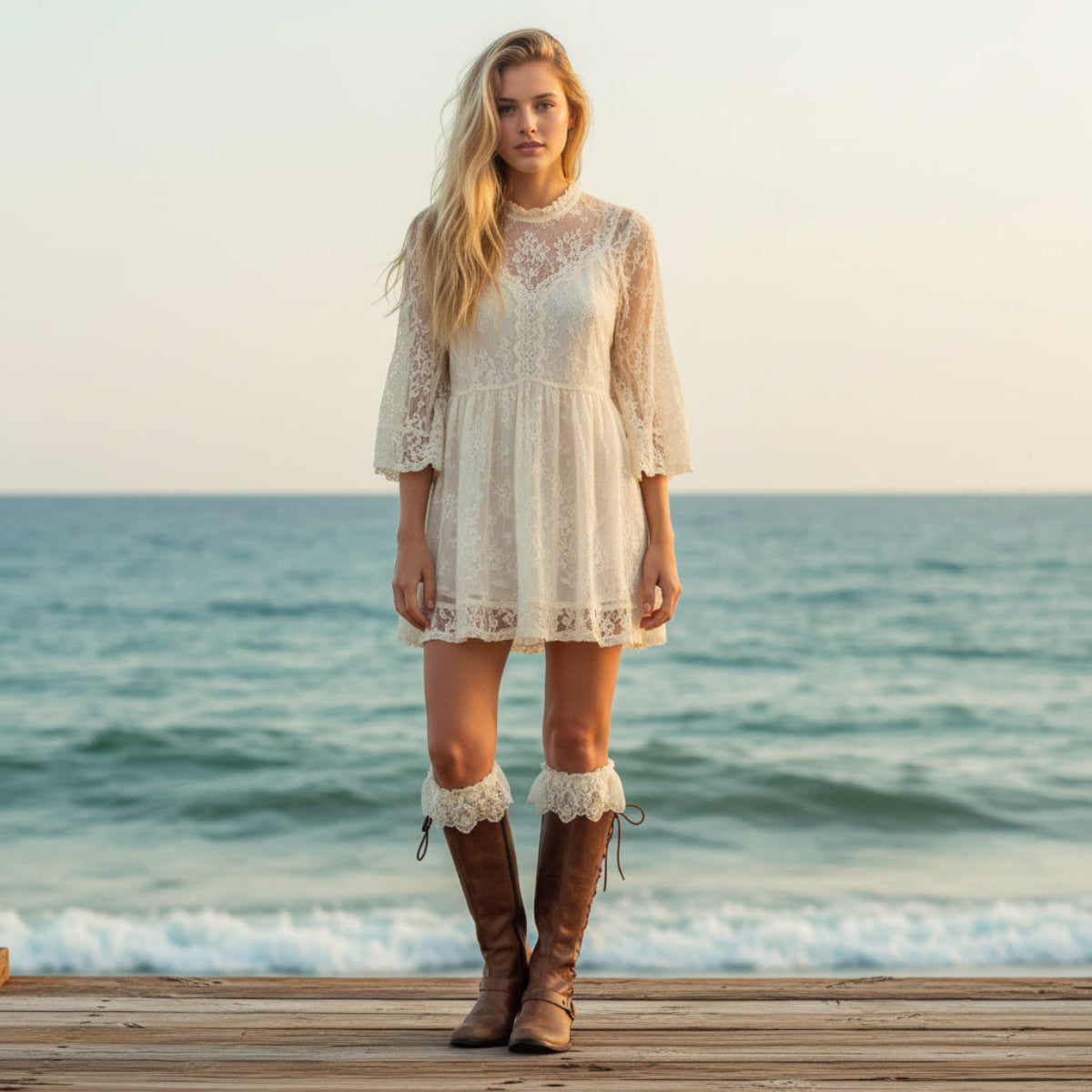 long ruffle lace boot socks 90s aesthetic soft girl trend