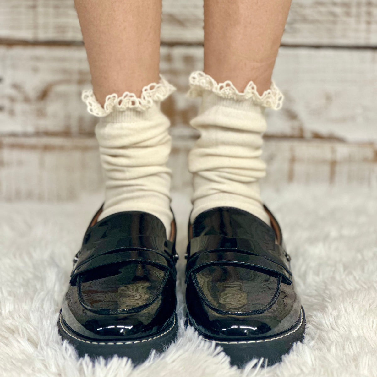 lace top natural cotton organic knit socks, lace slouch socks,knit lacy socks, organic cotton socks, eco friendly socks, ladies socks lace, lacey crew socks, slouchy knit socks, Catherine Cole signature socks