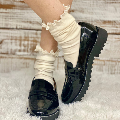 lace top natural cotton organic knit socks, lace slouch socks,knit lacy socks, organic cotton socks, eco friendly socks, ladies socks lace, lacey crew socks, slouchy knit socks, Catherine Cole signature socks