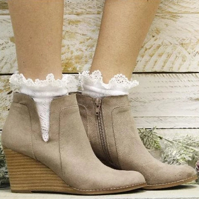Lace crochet ankle socks for women - white, cute crochet socks for boots heels women best quality 