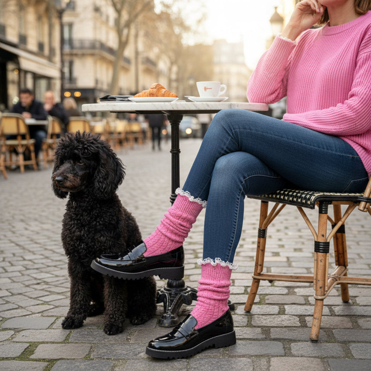 BOOTIE  lace slouch  socks - pink ankle socks  women Catheirne cole signature socks