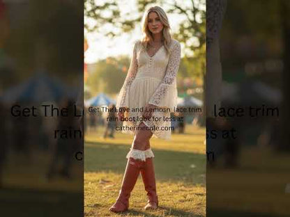 The Victoria Tall Lace Boot Sock in Antique Cream