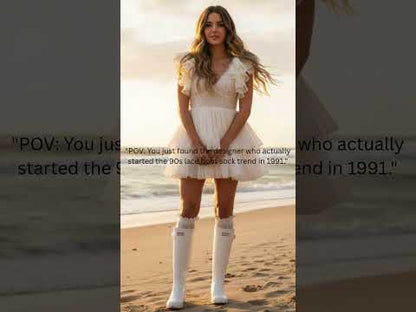 Cream Lace Knee High Socks - LOLITA Crochet Boot Socks